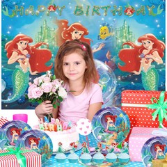 Ariel Princess Party Supplies Set Plates Tableware Disposable Dinnerware
