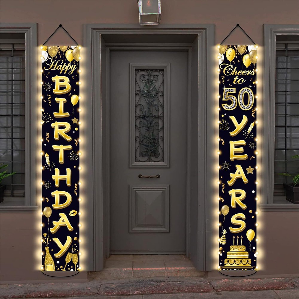 50th Birthday Party Banner Lighted Decorations for Women Men 50 Year Old Ligh…