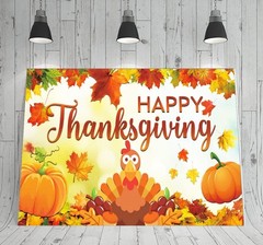 6 X 3.6ft Large Happy Thanksgiving Banner Backdrop Decoration, Autumn Fall Pu…