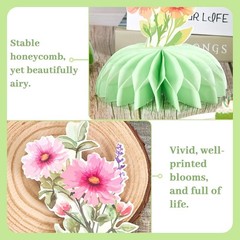 Green Flower Honeycomb Table Centerpieces for Party Decorations 12pcs