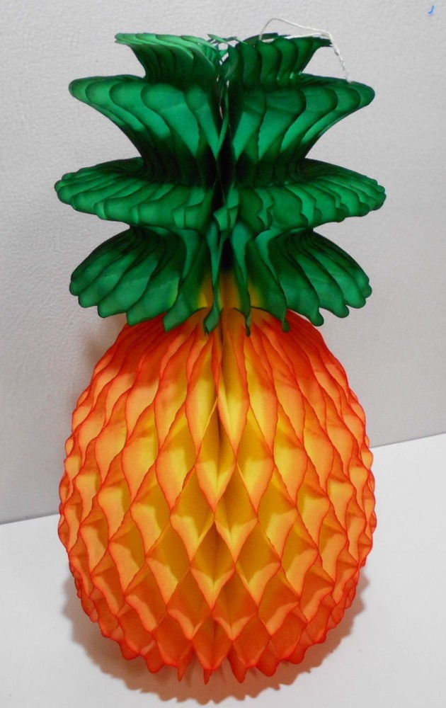 Lot of 6 Large Hawaiian Pineapple Luau Party Honeycomb 15» Table Decorations