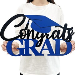 Graduation Decoration 2026 Blue Congrats Grad Wood Sign Photo