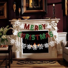 Glitter Merry Christmas Banner Snowflake Party Decor Supplies Red Green White