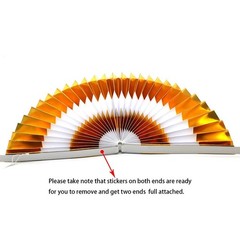 Orange Paper Fans Set – Round Pattern Hanging Decorations for Birthday, Wedding,