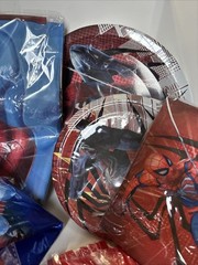 Spiderman Party Set, 10 People, Decor, Tableware, Favors, Cake Decor Open Box
