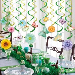33pcs Spring Hanging Decorations for Home Flower Butterfly Hanging Swirls wi…