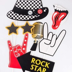 Rockstar-Themed 18 Pcs Party Props – Perfect for Celebrations and Photo Booths