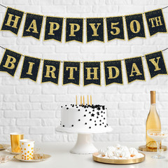 Happy 50Th Birthday Banner – Pre-Strung Birthday Party Decorations for 50Th Birt