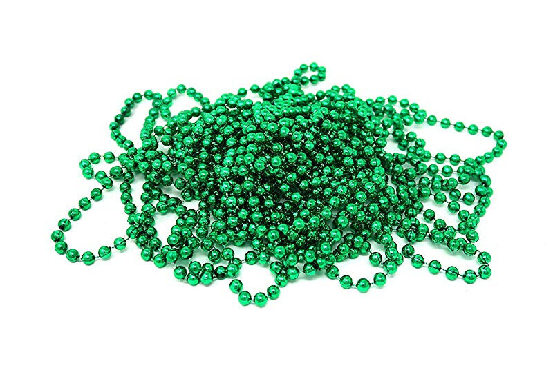 (25 BEADS) GREEN 33″ METALLIC FESTIVE PARTY BEADS NEW YEAR’S EVE/CHRISTMAS