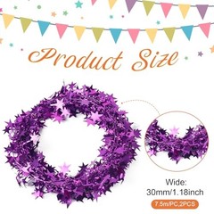 49.2 FT Star Tinsel Garlands for Christmas Star Wire Tinsel Garlands Purple