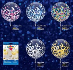 PartyMate Pre-Filled Confetti Balloons with Curling Ribbon, 17-Inch, Multicolore