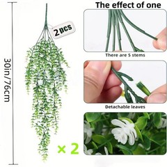 2Pcs Artificial Plant Hanging Flowers With Eucalyptus Leaves Greenery Vine