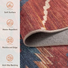 Area Rug 2×3 Rug Machine Washable Non-Slip Low Pile Print Pattern Western Rug…