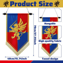 28 Inch Halloween Medieval Fantasy Pull-Down Banner with Lion Design Hanging Par