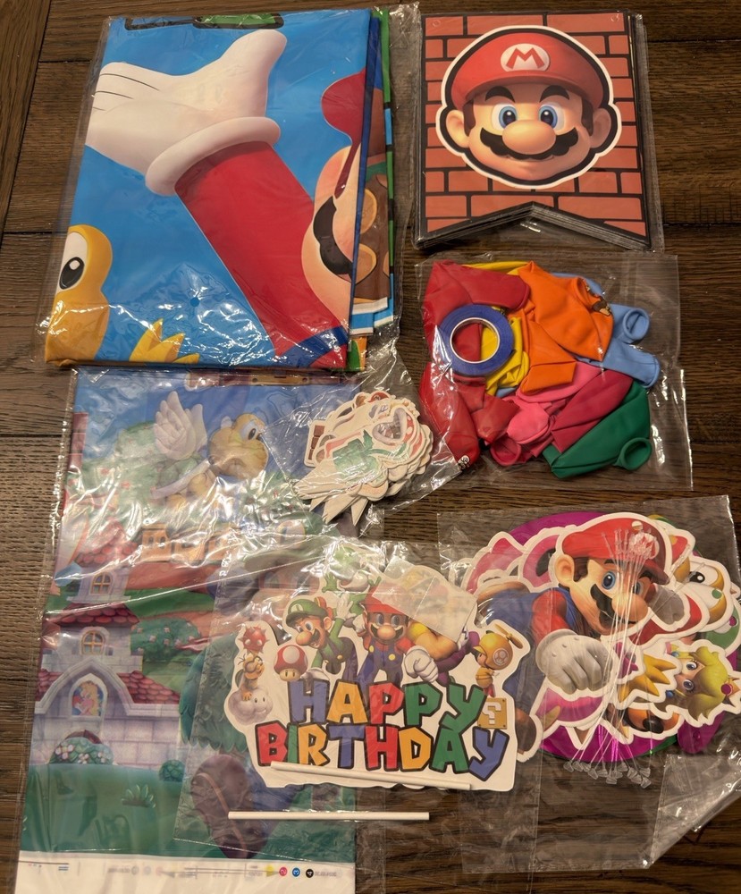 New Mario Brothers Birthday Party Decor Lot Decorations Backdrop Balloons More