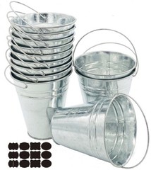 12 Metal Buckets 5 Inch Galvanized Pail for Wedding Decorations Party and Garden