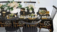 213pcs 65th Birthday Decorations for Men and Women, 350gsm Thick Plates 2 Tablec