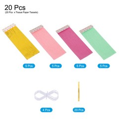 20Pcs Light Pink,Rose Red,Light Green Gold Tassel Garland Banner with Rope