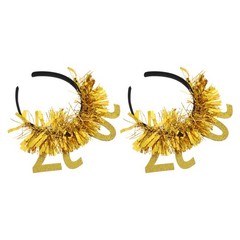 2pcs 2027 New Year Hair Hoop, Sequin Happy New Year Headband Tiara Sparkling
