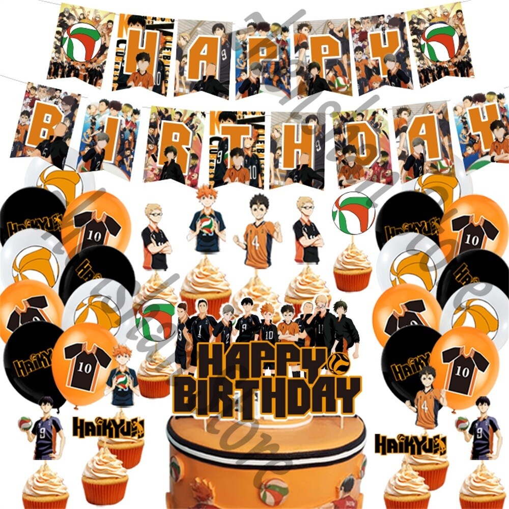 Haikyuu!! Party Supplies Birthday Set Balloons Cake Toppers Banner Decor Gift