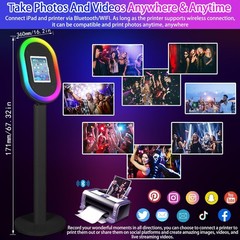 Portable iPad Photo Booth Stand with RGB Ring Light for Weddings & Party Events