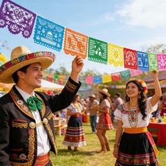 Mexican Party Decorations 18 FT Large Fiesta Banner, Plastic Papel Picado Themed