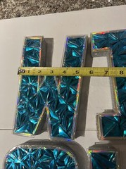 W-I-S-H Styrofoam Lettering Blue Shiny Sparkled Party Decor Big 8”tall