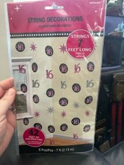 Sweet 16 Decorations 6 Strings 7 Feet Long Stars and Circles New!!!