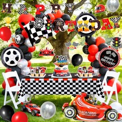 112 Pcs Race Car Birthday Decorations Party Supplies Set Balloons Hanging Swirls
