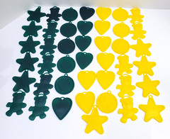 43 Plastic Balloon Weights Green Yellow Star Bear Heart Smile Vintage Zibi-Core