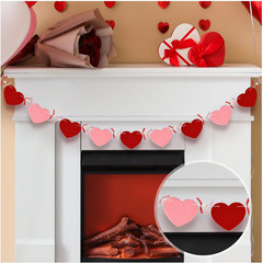 8.2Ft Valentine’S Day Heart Garland with Bow Felt Pink Banner with Wooden Beads