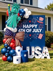250th anniversary decorations Patriotic Red White and Blue Bow Mylar Balloons…