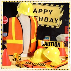 13 Pcs Construction Birthday Party Supplies 6 Kids Construction Vests 6 Kids …
