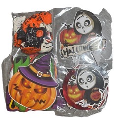 HalloweenParty Supply Kit 10Plates/Cups Silverware+Napkins, &Decor Pieces , #42