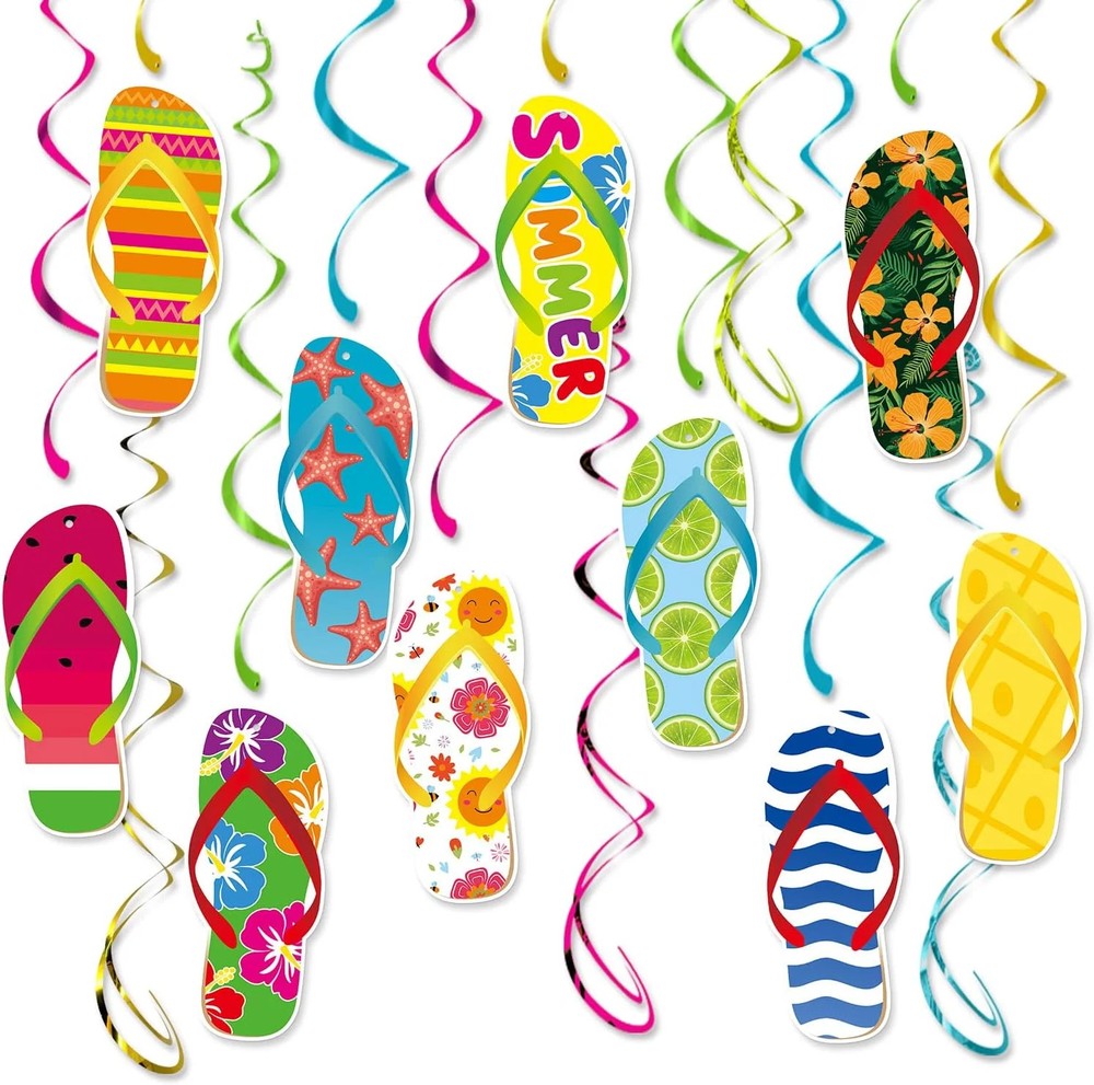 Hawaiian Summer-Luau Birthday Party-Decorations Supplies – 14pcs Pool Beach Flip