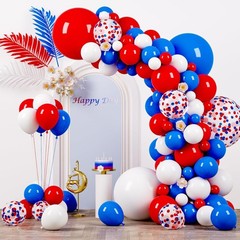 130Pcs Red White Blue Balloons Different Sizes 18″ 12″ 10″ 5″ Party Latex Balloo