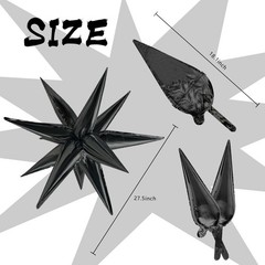 60 Black Spike Explosion Mylar Foil Balloons for Parties & Backdrops Decor