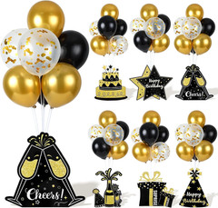 6 Sets Birthday Balloon Stand Kit for Table Happy Birthday Black Gold Balloon Ce