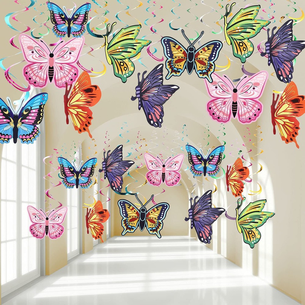 36 Pieces Butterfly Hanging Swirl Decoration Summer Spring Party Streamer But…