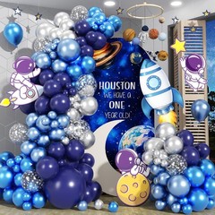 Blue and Silver Balloon Arch Kit, Navy Dark Blue Light Metallic Baby Blue Sil…