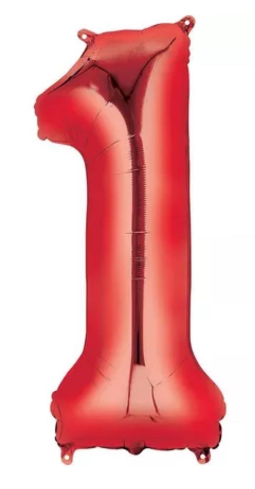 BRAVA! Number “1” Single PC 34” Foil Balloon – Red