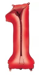 BRAVA! Number “1” Single PC 34” Foil Balloon – Red