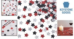 Red Black Silver Star Confetti 200 Count for 4th of July & More