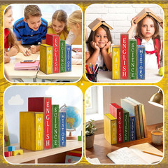 4 Pcs Back to School Table Decoration Wooden Subject Decoration Welcome Back to