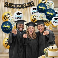 Graduation Decorations 2026 Graduation Balloons 62pcs 12 Inch Navy Blue Gold…