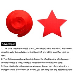 24 Set Red Stars Hanging Decorations Stars Streamers Ceiling Decorations