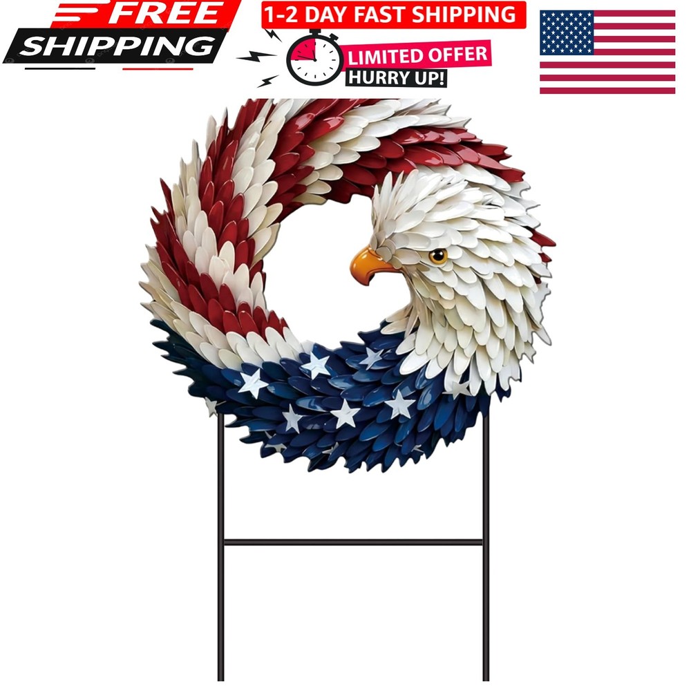 Vibrant Red White Blue Eagle Yard Sign – Perfect for Independence Day Decor