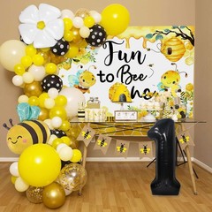 Fun to Bee One Backdrop First Bee Day Birthday Party Decorations Happy 1st Be…