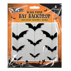 Black Bat Backdrop Party Decoration – 6 x 2m Hanging Bat Strands
