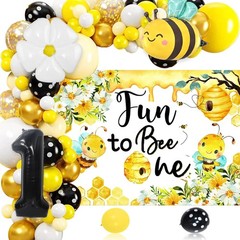 Fun to Bee One Backdrop First Bee Day Birthday Party Decorations Happy 1st Be…